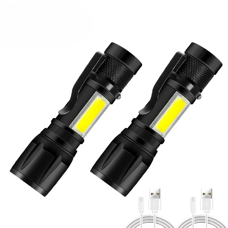 Rechargeable LED Flashlight Zoomable Torch with LCD Display 3 Modes Waterproof High Power Hand Light Outdoor Wilderness Camping