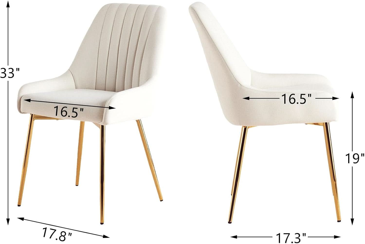 White Velvet Upholstered Dining Chairs Metallic Legs-2
