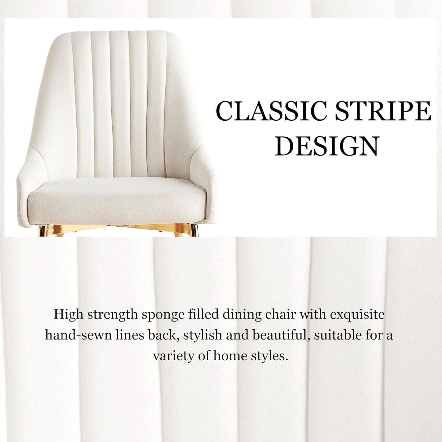 White Velvet Upholstered Dining Chairs Metallic Legs-4